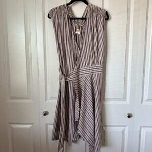 Etica Brown Asymmetrical Tie Front Sundress